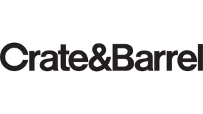 The Crate & Barrel logo features the brand name in bold, black, sans-serif letters on a white background.