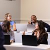 Students Classroom Laptops Conversation