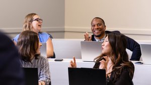 Students Classroom Laptops Conversation
