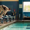 Swimmer Starting Block Black Suit Cap